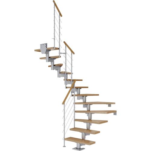 „DOLLE Mittelholmtreppe „“Cork““ Treppen EicheMetall Gr. 1/2 gewendelt, grau (perlgrau) Treppen“