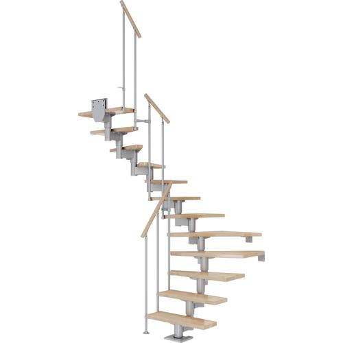 „DOLLE Mittelholmtreppe „“Cork““ Treppen BucheMetall Gr. 1/2 gewendelt, grau (perlgrau) Treppen“