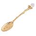 Stainless Steel Flower Pattern Mini Dessert Coffee Tea Spoon Gold Tone - Gold Tone