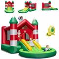 COSTWAY Castello Gonfiabile per Bambini, Con Scivolo, Trampolino e Piscina, per 3 Bambini di 3-10