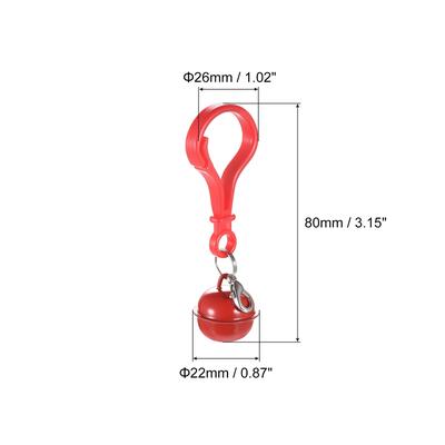 12Pcs Pet Bells, 26mm/1.02" Dia Red Plastic Lobster Clasp for DIY Crafts