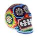 The Holiday Aisle® Huichol Grin Huichol Mache Skull Sculpture Paper, Glass in Blue/Green/Yellow | 2.4 H x 2.4 W x 3.1 D in | Wayfair