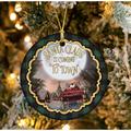 The Holiday Aisle® Santa Claus is Coming to Town Holiday Shaped Ornament Ceramic/Porcelain in Gray/Green/Red | 2.8 H x 2.8 W x 0.15 D in | Wayfair