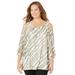 Plus Size Women's Mesh Cold Shoulder Top by Catherines in Olive Green Bias Tie Dye (Size 1X)