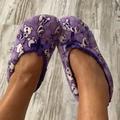 Disney Shoes | Disney Slippers Purple With Snow Man Bow Warm Cozy Inside 7/8 Warm And Cozy | Color: Purple/White | Size: 7/8