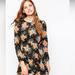 Free People Dresses | Free People Parker Dress Black Orange Floral Long Sleeve Button Back | Color: Black/Orange | Size: 2