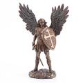 Veronese Design Bronze Finish Archangel St. Michael In Armor Holding Shield and Sword Statue