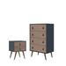 Amber Tall Dresser and Nightstand with Faux Leather Button Handles - Set of 2 in Blue and Nature - Manhattan Comfort 2-310GFX2