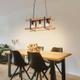 Lampe à suspension suspension lampe en bois lampe de table à manger, 3 flammes, chaîne en métal