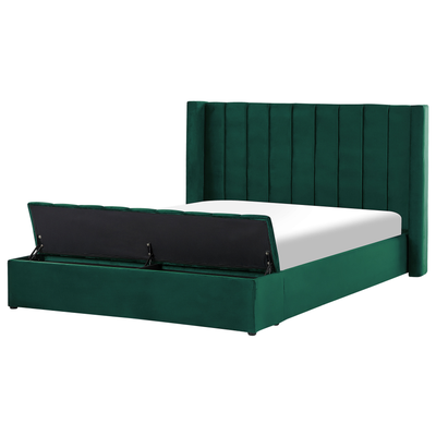 Polsterbett Smaragdgrün 180 x 200 cm aus Samtstoff mit Stauraum Elegantes Doppelbett Modernes Design