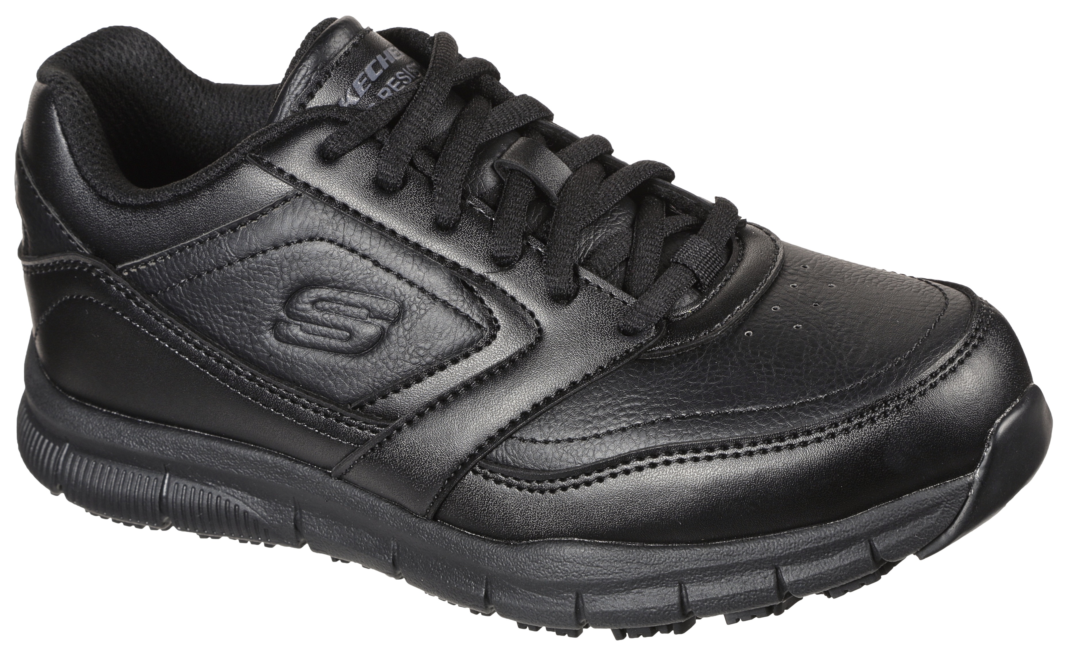 Berufsschuh SKECHERS "NAMPA WYOLA" Gr. 39, schwarz, 39, Lederimitat, Schuhe, Schnürschuh für Gastronomie,Pflege mit komfortabler Innensohle