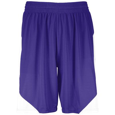 Augusta Sportswear 1734 Youth Step-Back Basketball Shorts in Purple/White size Large | Polyester