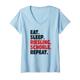 Damen Eat Sleep Riesling Schorle Repeat Pälzer Pfalz T-Shirt mit V-Ausschnitt