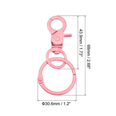 44mm Swivel Clasps Lanyard Snap Hook with Binder Ring for DIY Pink - 68mm
