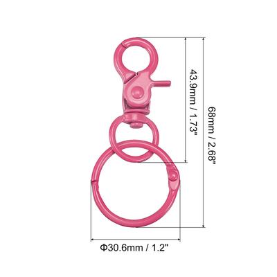 44mm Swivel Clasps Lanyard Snap Hook with Binder Ring for DIY Rose Red - Rose Red - 68mm