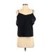 Abercrombie & Fitch Sleeveless Blouse: V Neck Covered Shoulder Black Print Tops - Women's Size X-Small