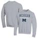 Men's Champion Heather Gray Michigan Wolverines Stack Logo Volleyball Powerblend Pullover Sweatshirt