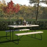 Arlmont & Co. Freddie All-In-One Folding Picnic Table & Bench Set Plastic/Resin in White | 58.25 W x 53.75 D in | Wayfair