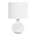 17.75 Modern Glass Patterned Hexagon Standard Endtable Bedside Desk Table Lamp With White Fabric Shade Clear