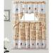 Cafe Mocha embroidery Design Kitchen Curtain with Swag and Tier Set 36 inch Coffee Color