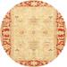 Ahgly Company Indoor Round Traditional Indian Saffron Orange Persian Area Rugs 4 Round