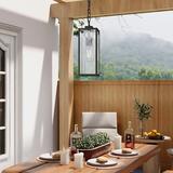 17 Stories Deshundra 17" H Outdoor Hanging Lantern Glass/Metal/Steel in Black/Gray | 17 H x 5.91 W x 5.91 D in | Wayfair