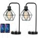 Industrial USB Desk Lamp Set of 2 for Bedroom Living Room