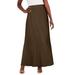 Plus Size Women's Stretch Knit Maxi Skirt by The London Collection in Chocolate (Size 30/32) Wrinkle Resistant Pull-On Stretch Knit