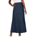 Plus Size Women's Knit Maxi Skirt by The London Collection in Navy (Size 30/32) Wrinkle Resistant Pull-On Stretch Knit