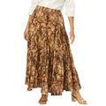 Plus Size Women's Flowing Crinkled Maxi Skirt by Jessica London in Chocolate Circle Dye (Size 20) Elastic Waist 100% Cotton