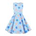 Girls Vintage Dresses Sleeveless Girls Dress 50s Retro Kids Dresses Swing Rockabilly Party Dresses Floral Printed Swing Dresses with Belt