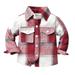 ZCFZJW Baby Boys Flannel Shirt Toddler Long Sleeve Button Down Buffalo Plaid Shirt Little Boys Kids Fall Winter Casual Shacket Jackets with Pockets(Red 12-18 Months)
