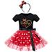 IBTOM CASTLE Baby Girls Birthday Outfit Polka Dots Leotard Dresses Fancy Dance Costume Halloween Cosplay Tutu Dress up with Ears Headband 18-24 Months Black+Red-Heart