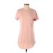 Forever 21 Casual Dress - Shift Crew Neck Short sleeves: Pink Print Dresses - Women's Size Small