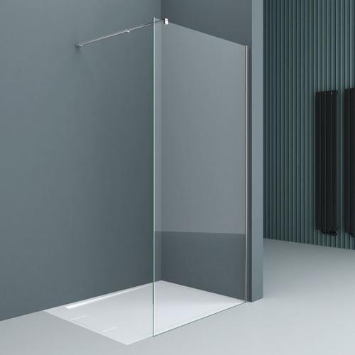 Luxus Duschwand Duschabtrennung Bremen2K 80×200 Walk-In Dusche mit Stabilisator aus Echtglas 10mm