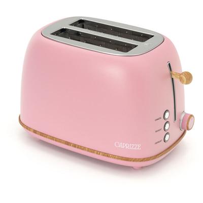 Toaster Caprizze Kaito mit Doppelschlitz Extra Breit 6 Bräunungsstufen Vintage-Design mit Mattrosa