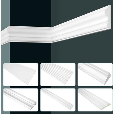 Grand decor Stuckleisten Wand flach modern, pu Hartschaum weiß - 2m Wandleisten glatt CR-Serie: 2