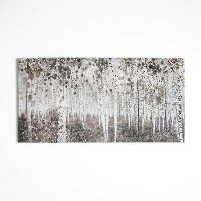 Art For The Home - Wald in Aquarell - Leinwandbild - 120x60 cm - Braun/Weiß