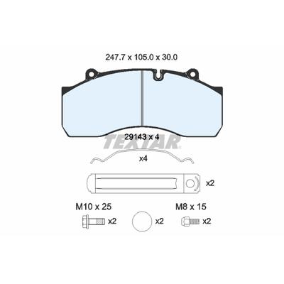 TEXTAR Bremsbelagsatz, Scheibenbremse Universal mit Zubehör für SAE-SMB SCANIA SAF SMB GIGANT M91002704 3057317900 03057007900 2914302 Image
