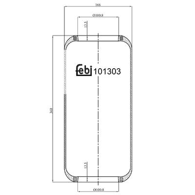 FEBI BILSTEIN Federbalg, Luftfederung Universal vorne rechts links ohne Kolben 100mm für IVECO 500301776 500042603 101303 Image