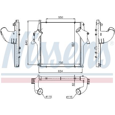 NISSENS Ladeluftkühler Universal für MERCEDES-BENZ A9425010901 9425010101 A9425011001 96972 Image