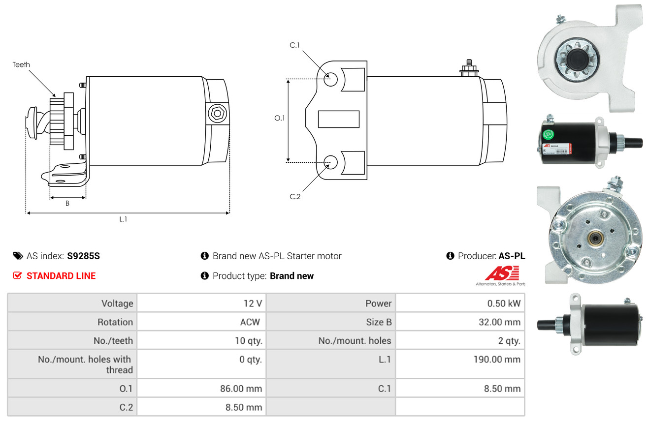 AS-PL Starter S9285S Universal 12V Image