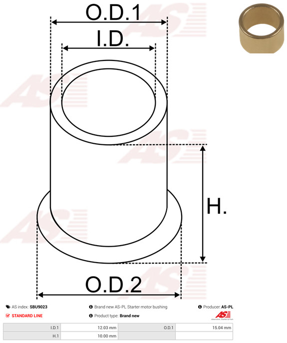 AS-PL Buchse, Starterwelle Universal SBU9023 Image