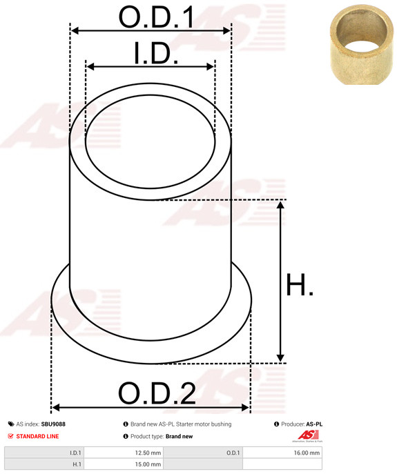 AS-PL Buchse, Starterwelle SBU9088 Universal Image