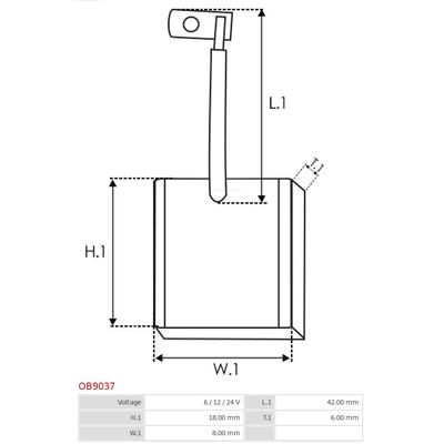AS-PL Kohlebürste, Generator Universal 6V OB9037 Image