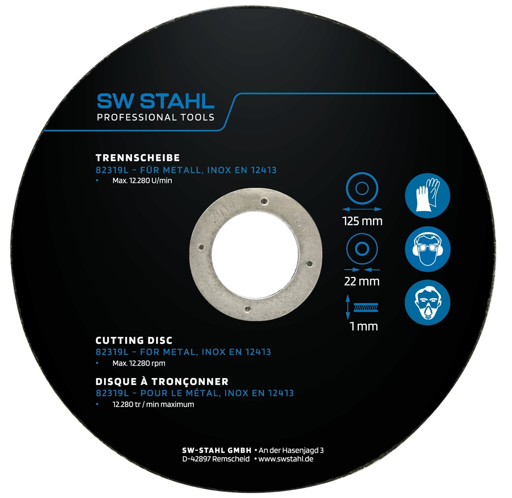 SWSTAHL Trennscheibe für Metall, 125 x 1,0 22 mm, 10 Stück Trennscheibe, Winkelschleifer 82319L Image