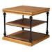 Sebastian Traditional Industrial Wood and Black Metal 3-Tier End Table