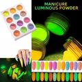 Ykohkofe 12 Color Manicure Luminous Powder Luminous Mirror DIY Fluorescent Powder Nail Luminous Powder Suitab