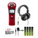 ZOOM ZH1N Handy Portable Digital Recorder (Red) with Mic and Accessory Bundle