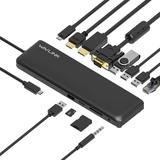 WAVLINK 12-in-1 Laptop Dock USB to 4K@30Hz HDMI DisplayPort &VGA 85W Charge Gigabit Ethernet HUB